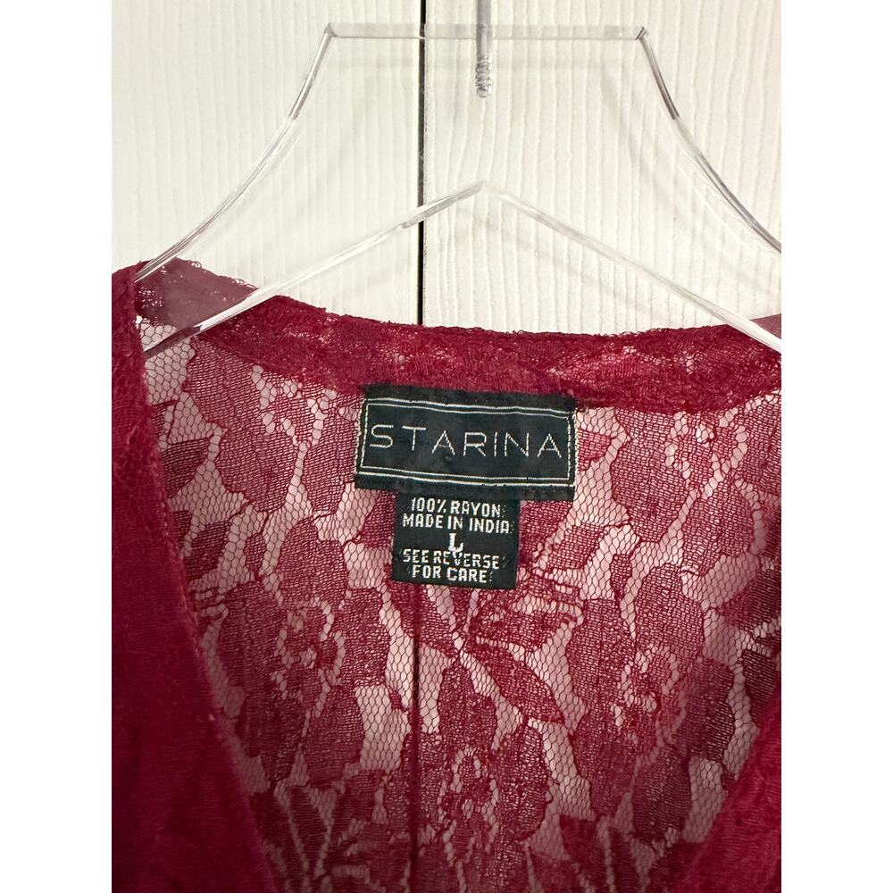 Vintage Starina Lace Overlay Babydoll Mini Dress Wine Red Burgundy - Picture 3 of 6